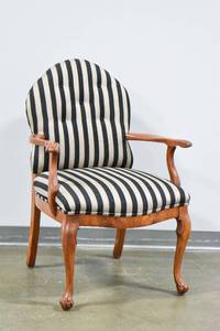 lot 132 image: Vintage Wood & Upholstered Accent Arm Chair