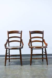 lot 114 image: 2 Vintage Wood Chairs with Removable Seats