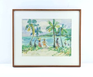 lot 25 image: Shelley Heck Original Watercolor Painting of Jamaican Beach