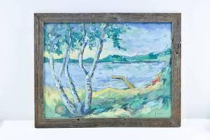 lot 27 image: 1964 Original Landscape Oil Painting on Canvas Signed by J. Holma