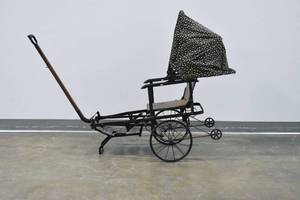 lot 127 image: Antique Sturgis Brand Baby Buggy Carriage with Collapsible Awning