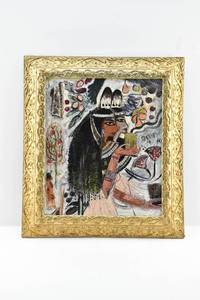 lot 32 image: Vintage Original Oil on Canvas Painting of Two Women