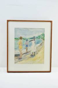 lot 39 image: Shelley Heck Three Women at St. Annes Original Watercolor Painting