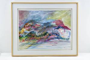lot 70 image: Judy Evans Original Watercolor Painting w Pastel Details of Landscape