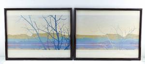 lot 152 image: Pair Stephen Strickland Silkscreens on Embossed Paper