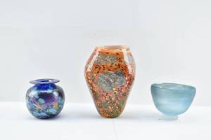 lot 50 image: Jim Bush Signed Vase and 2 Others