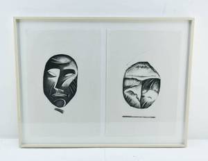 lot 211 image: Amy Zaikaner Mask Series II Exterior and Interior Graphite Drawings