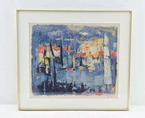 lot 213 image: Jacques Yankel (1920 - 2004) Harbor Scene Lithograph, Artist Proof