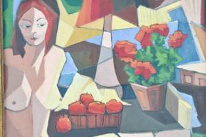 lot 244 image: Wm. L. N. Signed Original Oil Painting of Woman