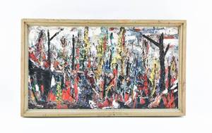 lot 245 image: Wm. L. N. Signed Original Abstract Oil on Canvas Painting