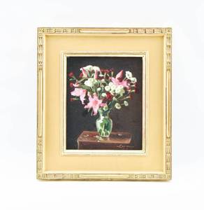 lot 265 image: Original Oil Painting on Board of Still Life Flowers, Signed