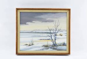 lot 273 image: Robert Wands Original Painting on Board of Winter Scene
