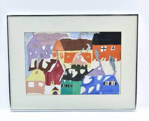 lot 381 image: Original Painting of Colorful Houses