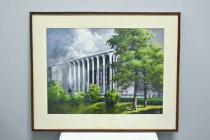 lot 319 image: Clarence R. Chaney Watercolor Painting of Northwestern National Life Building, Minneapolis
