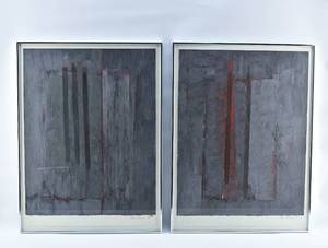 lot 396 image: 2 Ted Schnorr Abstract Original Encaustic Artworks