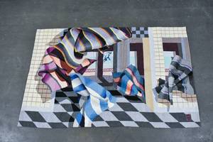 lot 206 image: Original Colorful Textile Tapestry