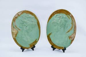 lot 9 image: Antique ClassicalArt Nouveau Ceramic Cast Relief Wall Plaques