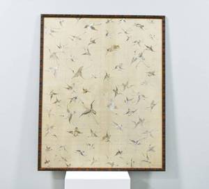 lot 196 image: Vintage Framed Embroidery of Cranes