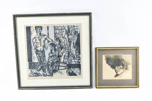 lot 235 image: Two Prints Signed by Morgan - The Sculptor and The Russian Hat