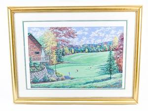 lot 11 image: Ray Byram Autumn Foursome Limited Edition Golf Serigraph