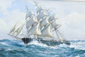 lot 332 image: Charles Vickery Weather Be Damned Maritime Ship Canvas Print
