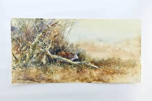 lot 187 image: Charles D. Rogers Hidden Cow Original Watercolor Painting, Unframed