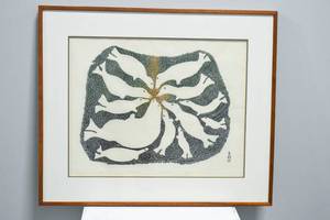 lot 337 image: Ashoona Pitseolak Ring of Seals Stonecut Print
