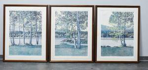 lot 341 image: Luke Pease 3 Piece Lithograph Set of Landscape