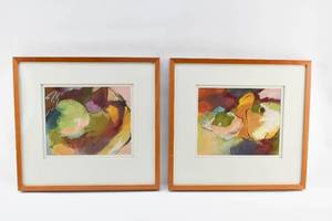 lot 347 image: Pair of Cynthia Knapp Original Oil Pastel Artworks
