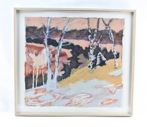 lot 359 image: Matthew Smith Trees in Wirth Park Original Pastel Drawing