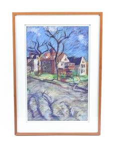 lot 360 image: Original Pastel Drawing of Buildings