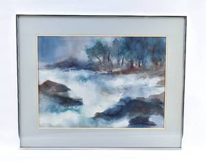 lot 371 image: Louise Daley Lake Superior Watercolor Painting