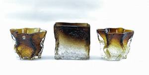 lot 254 image: Set of 3 Kaj Blomqvist Modernist Ice Glass Vases