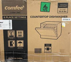 Comfee Black 6 Place Setting Portable Countertop Dishwasher with 8 Washing Programs