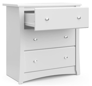Storkcraft Crescent 3 Drawer White Chest Dresser