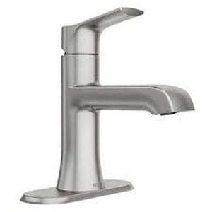 lot 33 image: Moen Liso Single Hole Bathroom Faucet  Spot Resist Brushed Nickel Finish