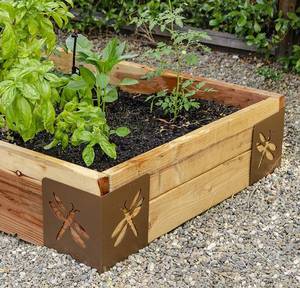 lot 25 image: GARDEN BLOOM 11023BL Bloom Dragonfly Instabrace Garden Flower Raised Bed Corners, 9.5, Brown