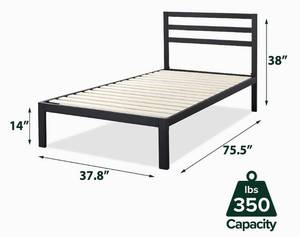 lot 95 image: ZINUS Mia Metal Platform Bed Frame with Headboard  Wood Slat Support  No Box Spring Needed  Easy Assembly, Twin ,Black