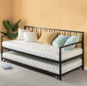 lot 43 image: ZINUS Eden Metal Daybed with Trundle  Mattress Foundation with Steel Slat Support  Easy Assembly, Twin