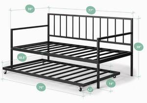 lot 97 image: ZINUS Eden Metal Daybed with Trundle  Mattress Foundation with Steel Slat Support  Easy Assembly, Twin