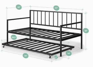 lot 98 image: ZINUS Eden Metal Daybed with Trundle  Mattress Foundation with Steel Slat Support  Easy Assembly, Twin