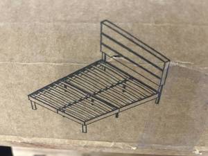 lot 51 image: Molblly Full Bed Frame Upholstered Platform with Headboard and Strong Wooden Slats, Strong Weight Capacity, Non-Slip and Noise-Free,No Box Spring Needed, Easy Assembly,Dark Gray