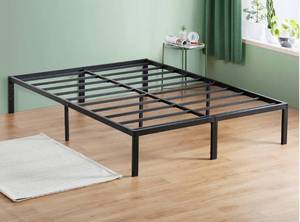 lot 116 image: Olee Sleep 18 Inch Tall Heavy Duty Steel Slat Anti-slip Support Easy Assembly Mattress Foundation Maximum Storage Noise Free No Box Spring Needed, Black