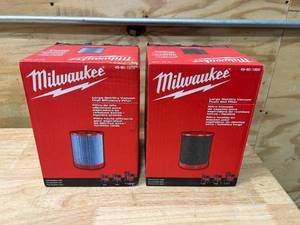 lot 53 image: MILWAUKEE Large WetDry Shop Vacuum High Efficiency Filter (1-Pack) and Large WetDry Vacuum Foam Wet Filter for Milwaukee WetDry Shop Vacuums (1-Pack)