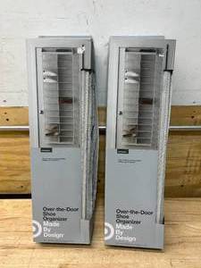 lot 106 image: BRIGHTROOM Lot of 2- Over The Door 26 Shelf Mesh Shoe Organizer Light- Gray