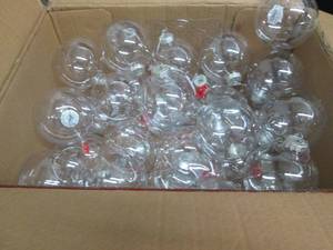 lot 14 image: Case of 100 mm Clear Craft Bulb Orn...