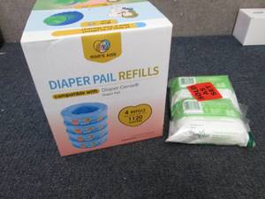 lot 113 image: Diaper Pail Refills, Wipes...