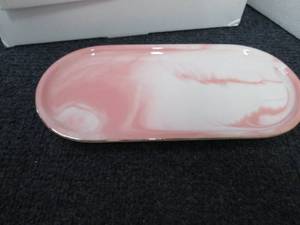 lot 159 image: 3 Small Gilded Pink Ceramic Trays...