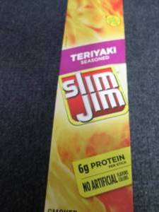 lot 294 image: Box of 24-0.97 oz Slim Jims Teriyak...