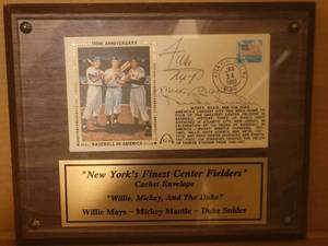 lot 1 image: Willie Mays, Mickey Mantle, Duke Snyder Autographed, Wow